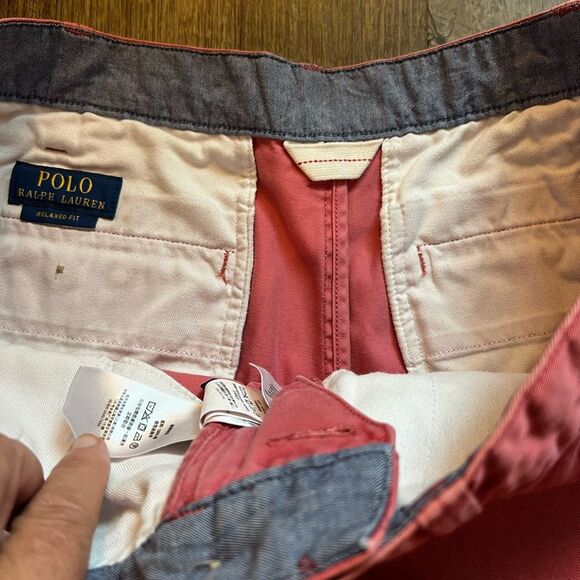Polo Ralph Lauren Mens Relaxed Fit Cotton Coral Shorts Pockets Flat Front Sz 35 - Picture 6 of 10
